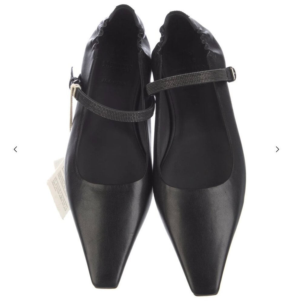 Brunello Cucinelli Leather Beaded Accents Mules Women's Size: 8 | IT